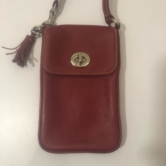 Coach red leather vintage accessories wristlet bag